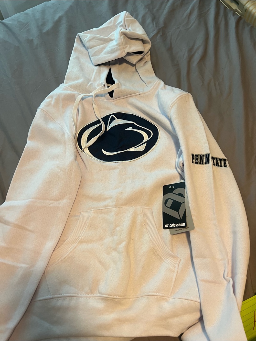 Colosseum White Penn State Hooded Sweatshirt with Navy Logo